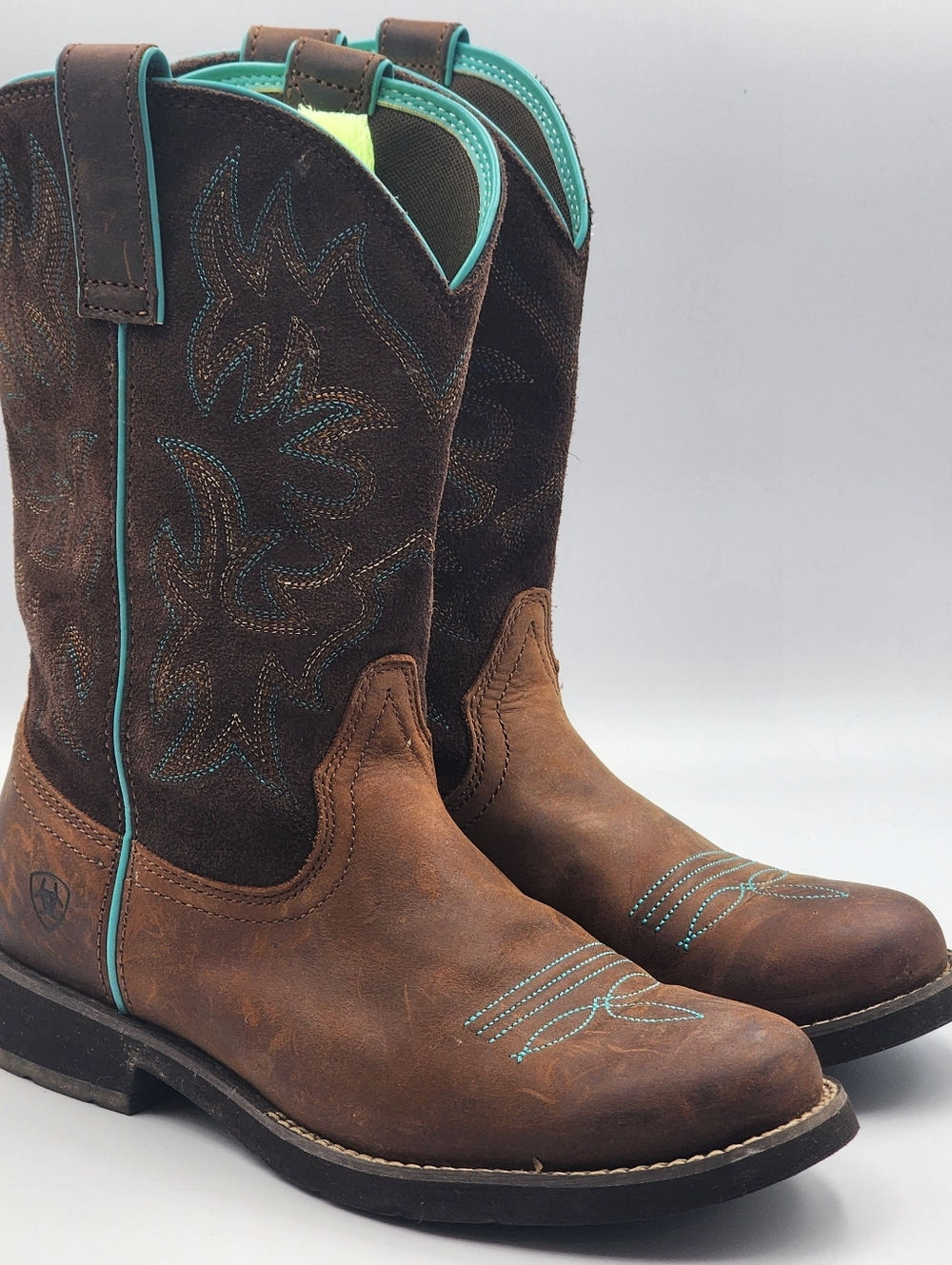 Ariat Brown and Teal Western Boots Delilah 8B